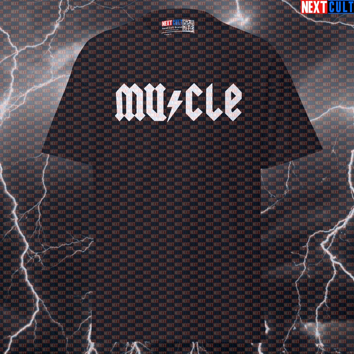 Muscle Funny Gym Meme T-Shirt | AC/DC Rock Music Pump Cover for Bodybuilding & Powerlifting Gains T-shirts AC/DC Bodybuilding Fitness Gym Powerlifting Pump Cover Rock Music Workout Next Cult Brand