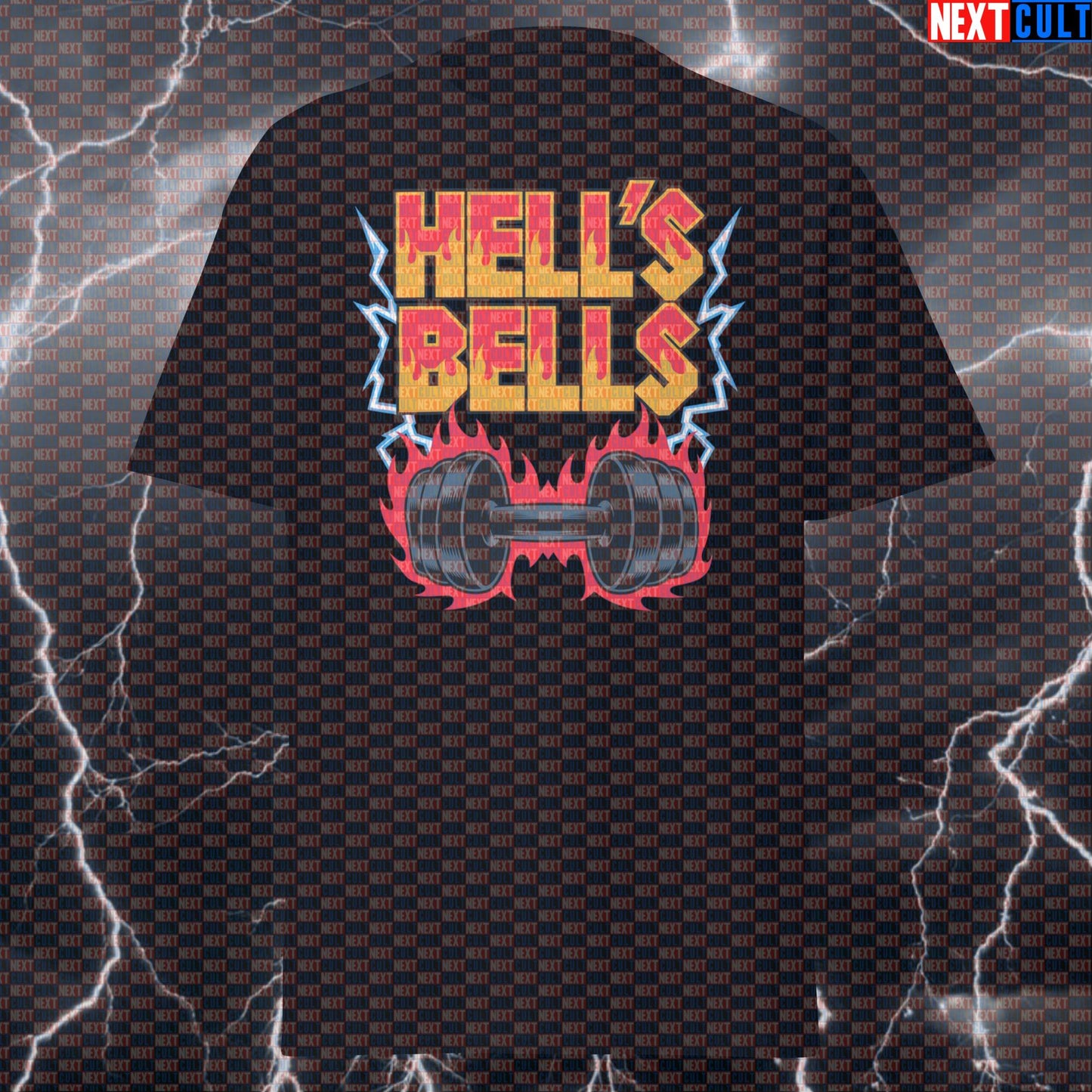 Hell's Dumbbells Funny Gym Shirt | AC/DC Rock Music Pump Cover Tee for Lifters & Gymbros T-shirts AC/DC Bodybuilding Fitness Gym Powerlifting Pump Cover Rock Music Workout Next Cult Brand