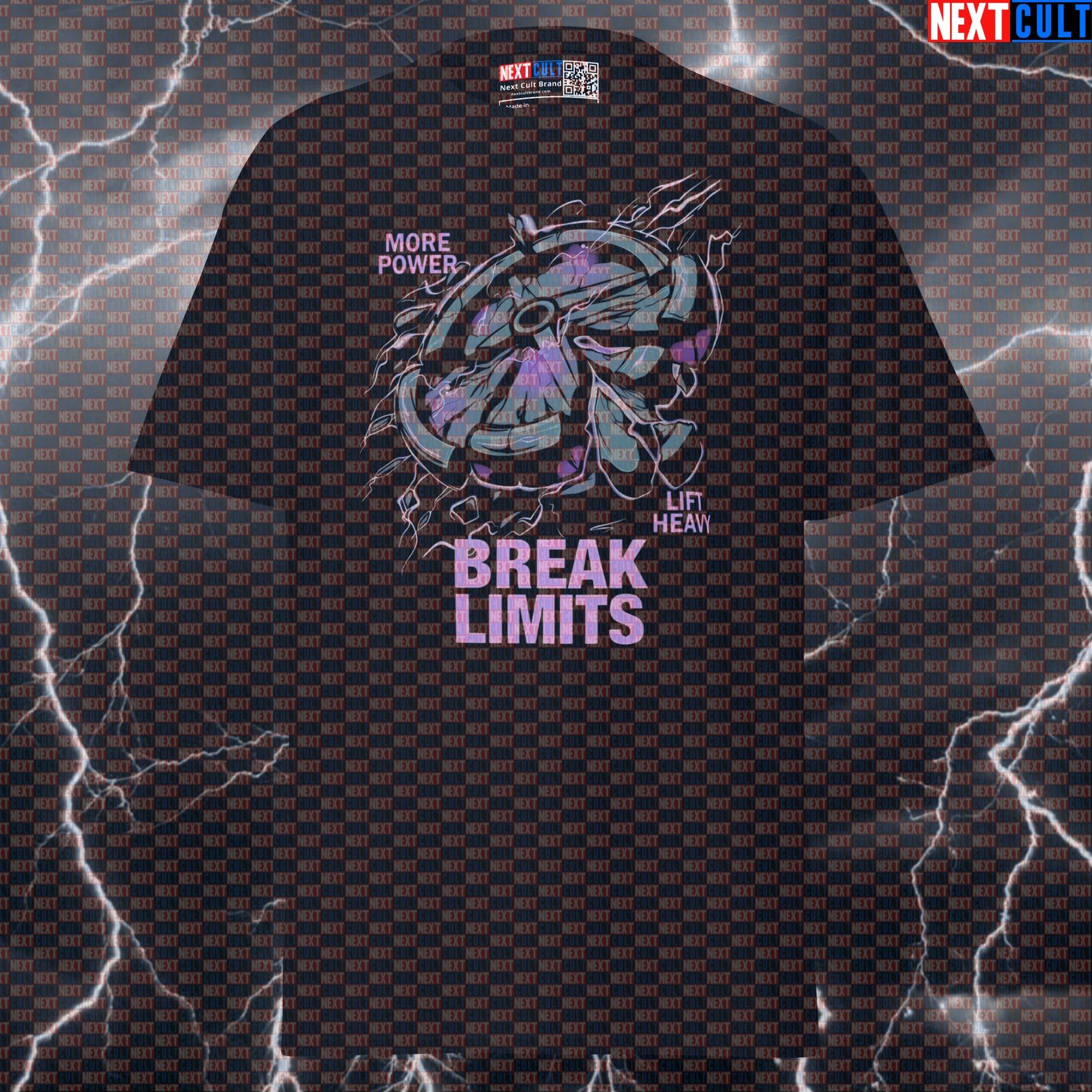 Break Limits More Power Funny Gym Meme T-Shirt - Ultimate Pump Cover Tee for Lifters & Gymbros T-shirts Bodybuilding Fitness Gym Powerlifting Pump Cover Workout Next Cult Brand