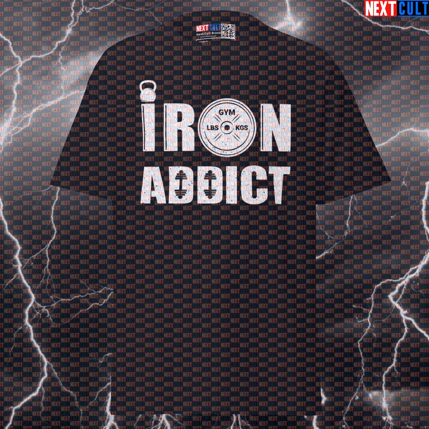 Iron Addict Funny Gym Shirt - Weights & Lifting Meme Tee for Bodybuilding Pump Cover & Gains T-shirts Bodybuilding Fitness Gym Powerlifting Pump Cover Workout Next Cult Brand