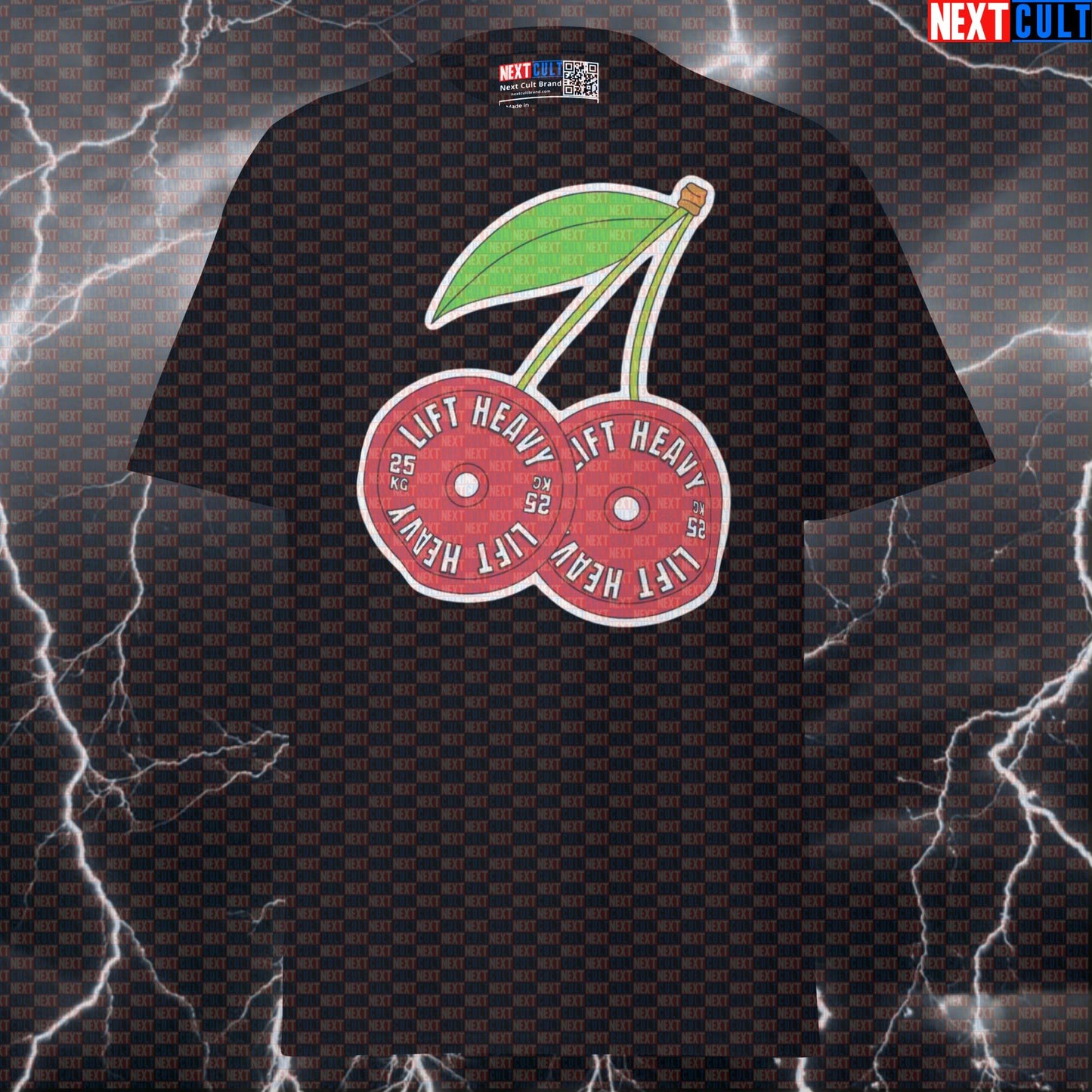 Funny Gym T-Shirt: Cherry Weight Plates Graphic Tee for Lifters & Gymbros | Pump Cover Top T-shirts Fitness Gym Powerlifting Pump Cover Workout Next Cult Brand