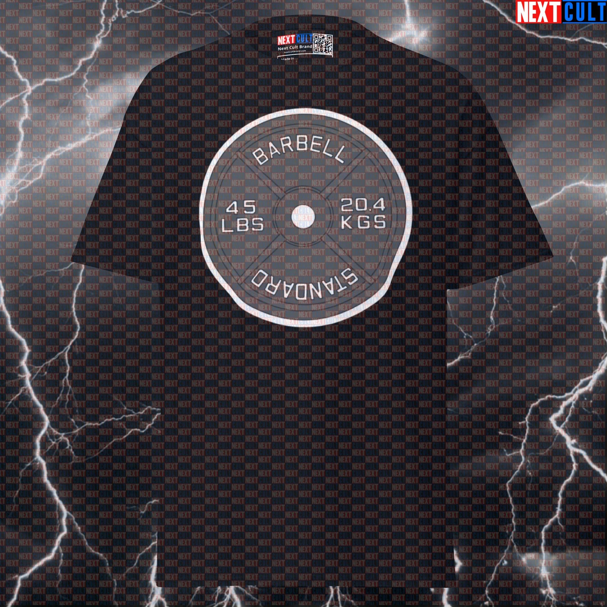Funny Gym Shirt & Pump Cover Tee for Lifters | 45LBs Metal Weight Plate & Barbell Meme Top T-shirts Bodybuilding Fitness Gym Powerlifting Pump Cover Workout Next Cult Brand