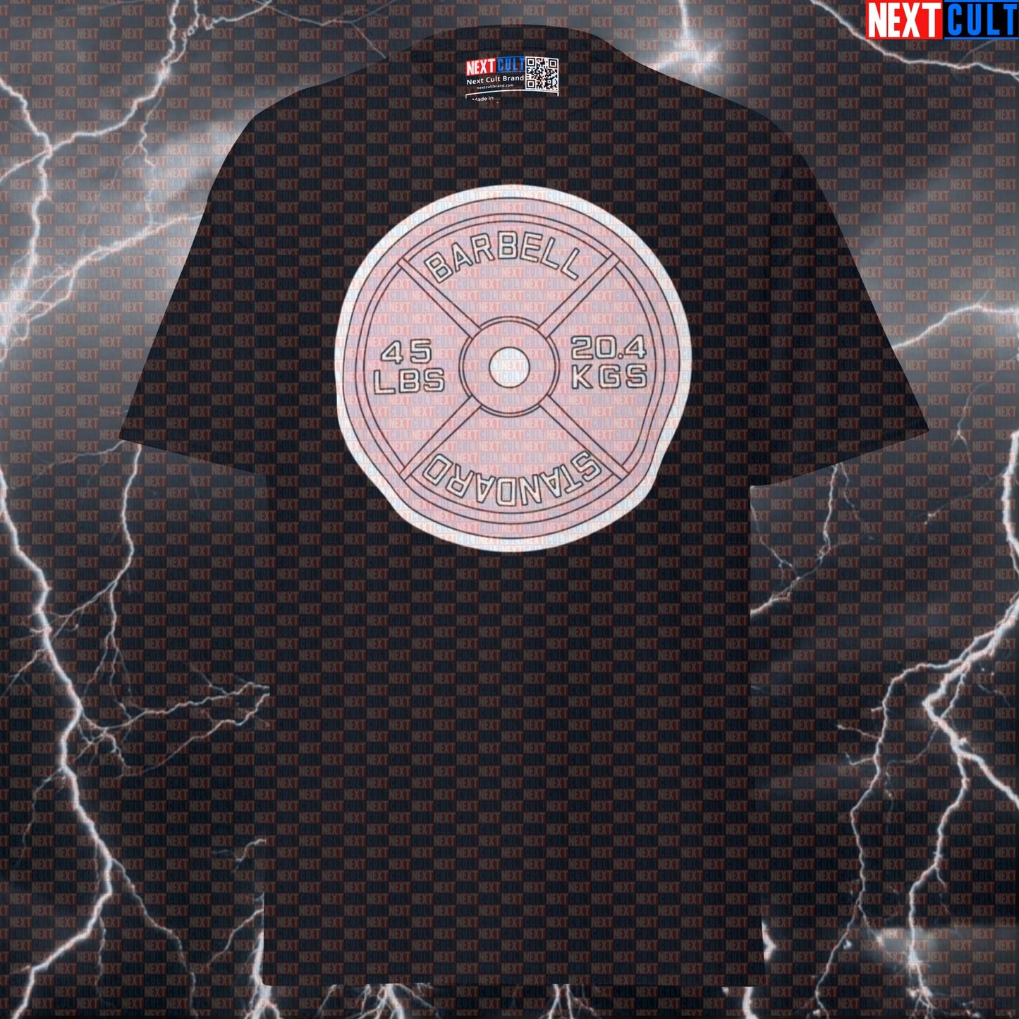 Funny Gym Shirt: Pink Metal Weight Plate 45LBs Pump Cover Tee for Girl Power Lifters & Gymbros T-shirts Bodybuilding Fitness Gym Powerlifting Pump Cover Workout Next Cult Brand