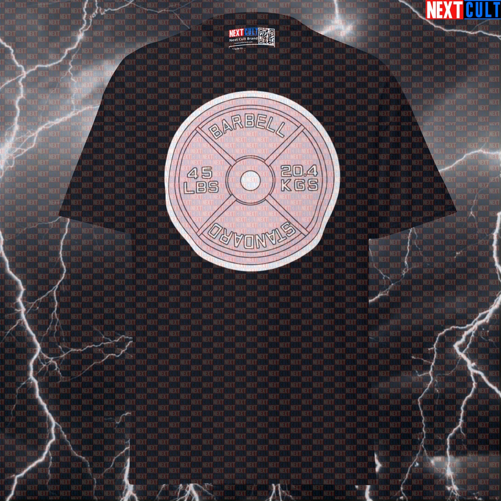 Funny Gym Shirt: Pink Metal Weight Plate 45LBs Pump Cover Tee for Girl Power Lifters & Gymbros T-shirts Bodybuilding Fitness Gym Powerlifting Pump Cover Workout Next Cult Brand