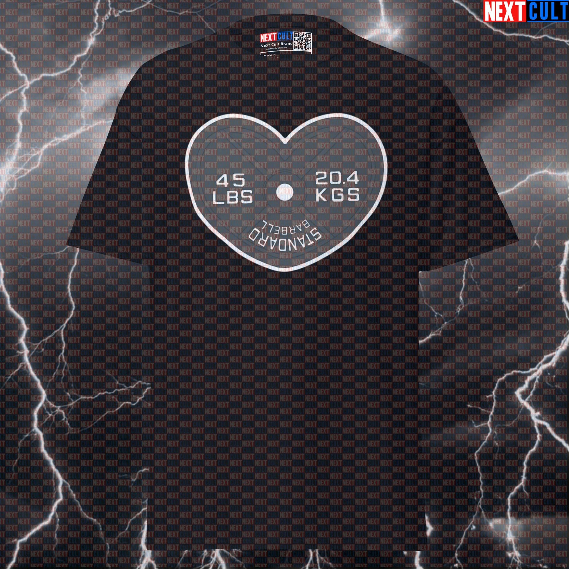 Funny Valentine's Day Gym T Shirt - Heart Shaped Metal Weight Plate Pump Cover Tee for Lifters T-shirts Bodybuilding Fitness Gym Powerlifting Pump Cover Valentine's Day Workout Next Cult Brand