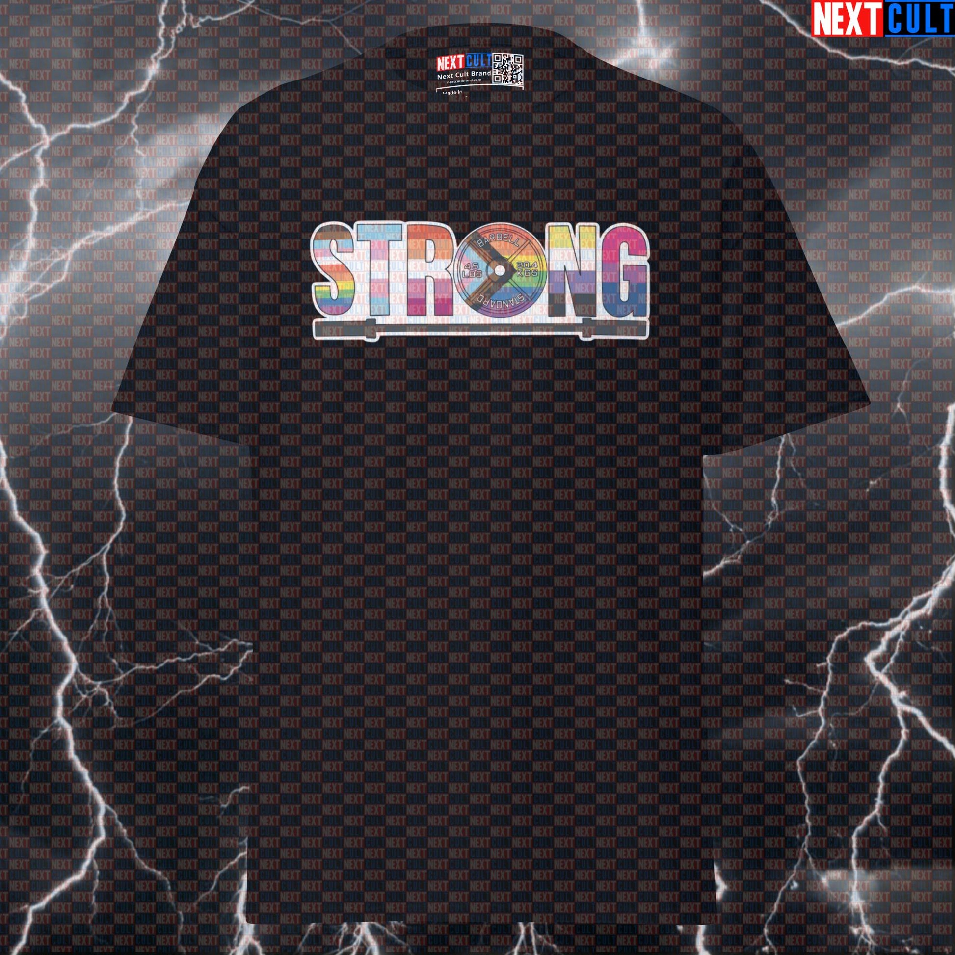 Strong Equality LGBTQ+ Pride Powerlifting Gym T-Shirt | Funny Gym Meme Tee & Pump Cover Top T-shirts Bodybuilding Fitness Gym LGBTQ+ Powerlifting Pump Cover Workout Next Cult Brand
