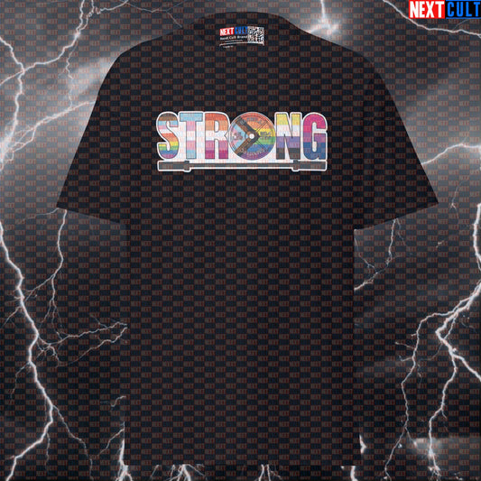 Strong Equality LGBTQ+ Pride Powerlifting Gym T-Shirt | Funny Gym Meme Tee & Pump Cover Top T-shirts Bodybuilding Fitness Gym LGBTQ+ Powerlifting Pump Cover Workout Next Cult Brand