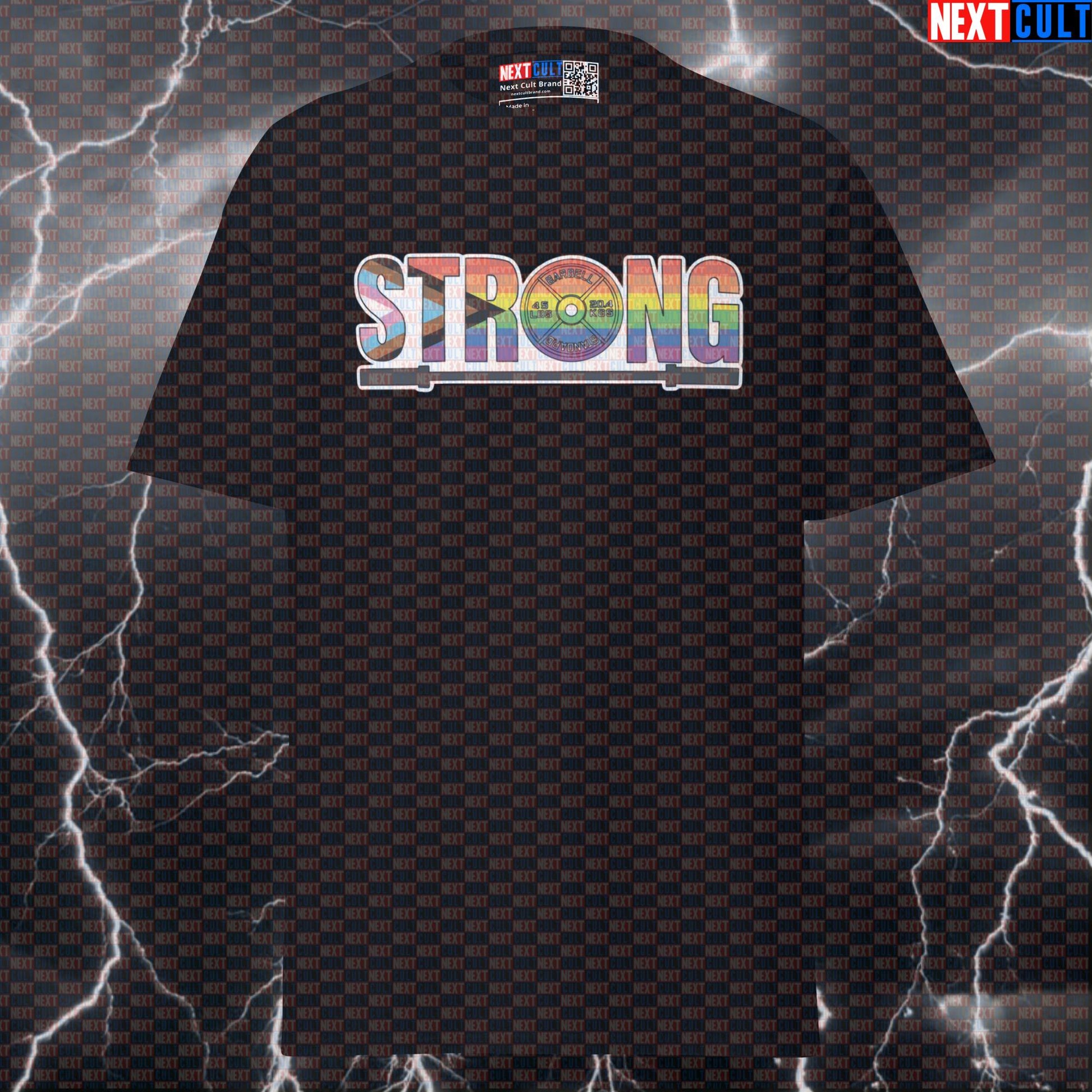 Strong Progress Pride Powerlifting T-Shirt - Funny LGBTQ+ Gym Pump Cover Tee for Lifters & Gymbros T-shirts Bodybuilding Fitness Gym LGBTQ+ Powerlifting Pump Cover Workout Next Cult Brand