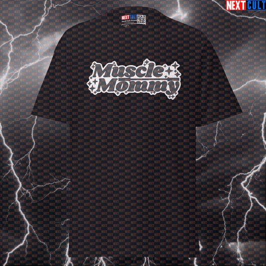Muscle Mommy Funny Gym Shirt | Moms Powerlifting Pump Cover Tee | Graphic Workout Top for Supermom T-shirts Bodybuilding Fitness Gym Mother's Day Powerlifting Pump Cover Workout Next Cult Brand