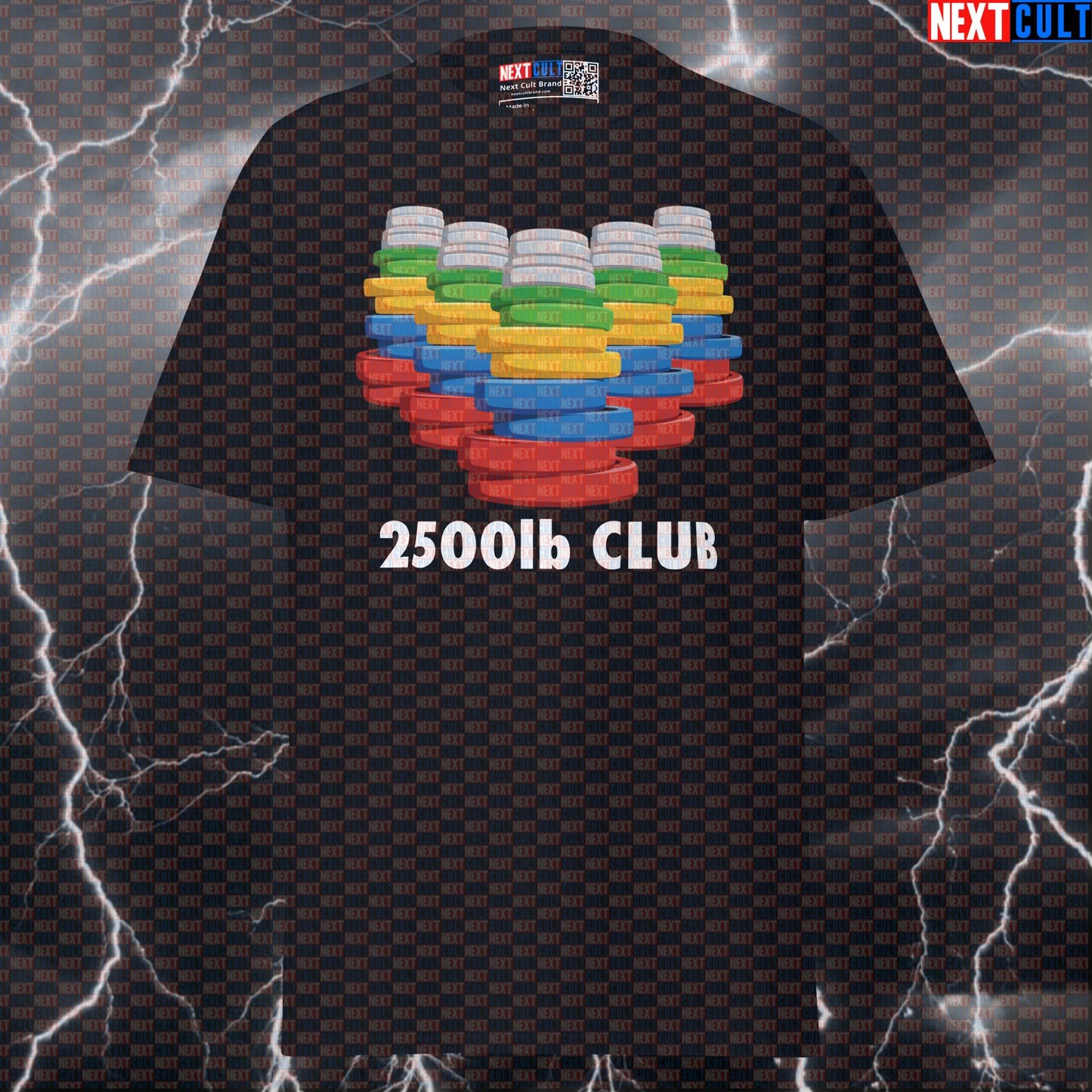 2500 Pound Club Funny Gym Shirt | Powerlifting Stack Of Weight Plates Graphic Tee & Pump Cover Top T-shirts Fitness Gym Powerlifting Pump Cover Workout Next Cult Brand
