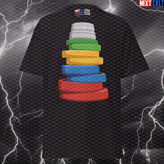 Funny Gym Shirt Stack Of Weight Plates Meme Tee | Pump Cover For Lifters & Gymbros | Stacking PRs Graphic Top T-shirts Fitness Gym Powerlifting Pump Cover Workout Next Cult Brand