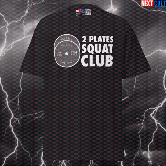 2 Plates Squat Club Funny Gym Meme T-Shirt | Powerlifting Bodybuilding Pump Cover Tee T-shirts Fitness Gym Leg Day Powerlifting Pump Cover Workout Next Cult Brand