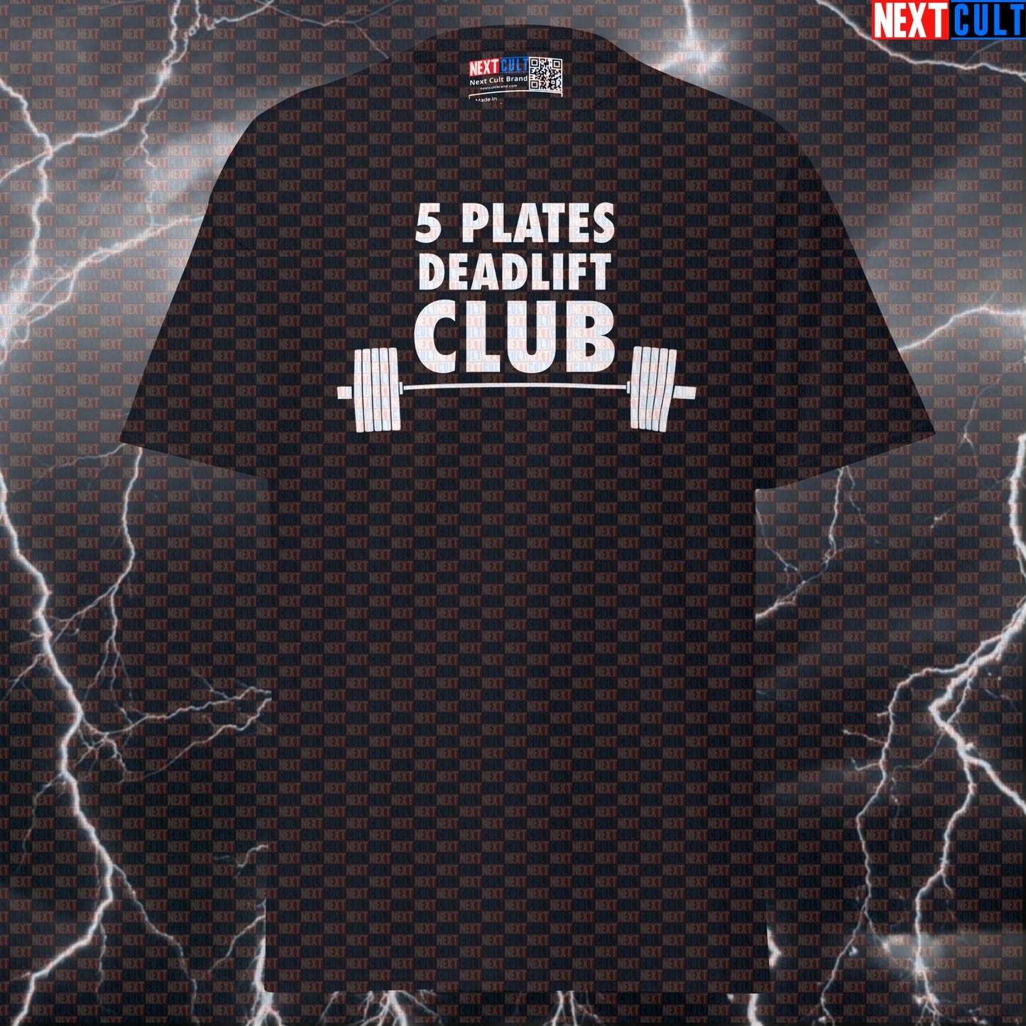 5 Plates Deadlift Club Graphic Tee: Funny Gym Meme Shirt for Powerlifting & Leg Day Gains T-shirts Fitness Gym Leg Day Powerlifting Pump Cover Workout Next Cult Brand