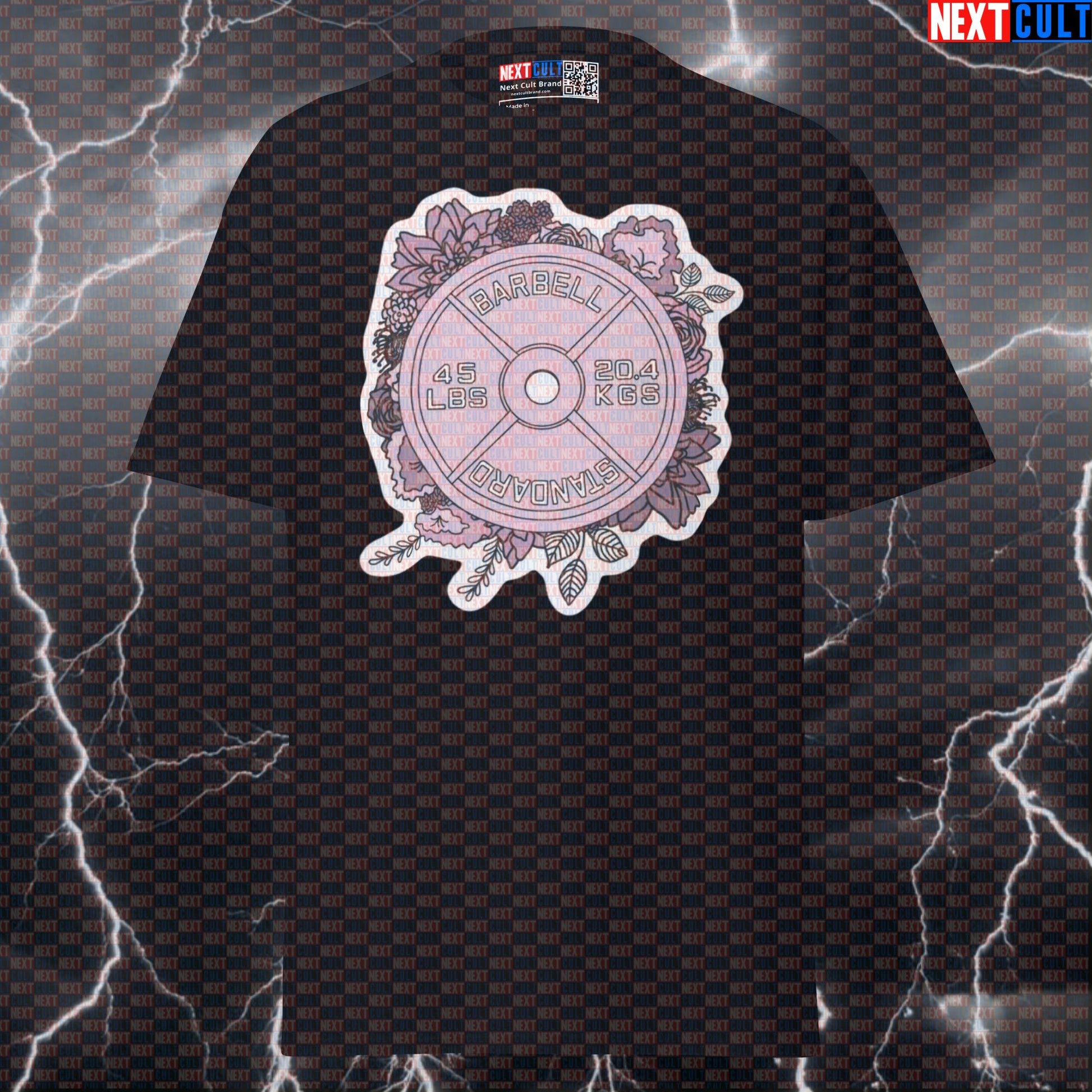 Pink Flower Weight Plate Funny Gym T-Shirt | Floral Fitness Meme Tee For Lifters & Gymbros T-shirts Bodybuilding Fitness Gym Powerlifting Pump Cover Workout Next Cult Brand