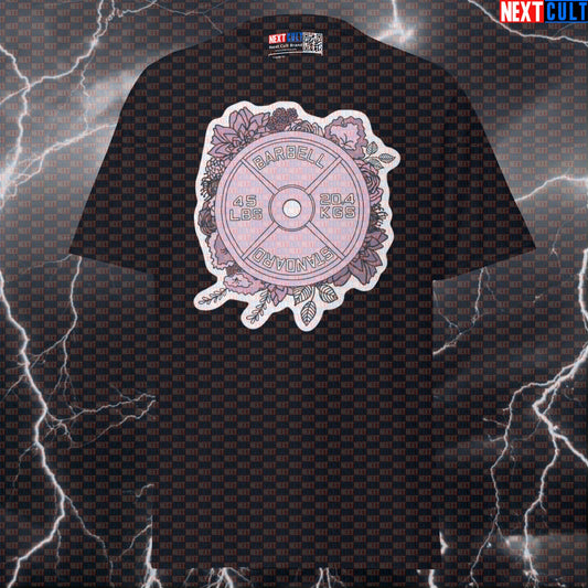 Pink Flower Weight Plate Funny Gym T-Shirt | Floral Fitness Meme Tee For Lifters & Gymbros T-shirts Bodybuilding Fitness Gym Powerlifting Pump Cover Workout Next Cult Brand