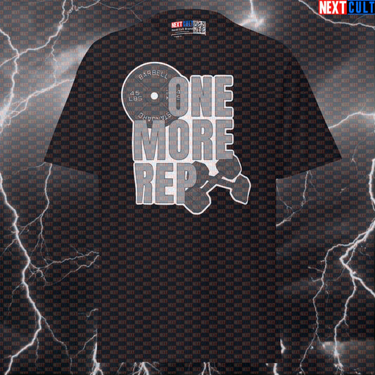 One More Rep Funny Gym Shirt: Motivational Fitness Tee for Lifters & Bodybuilding Pump Cover T-shirts Bodybuilding Fitness Gym Powerlifting Pump Cover Workout Next Cult Brand