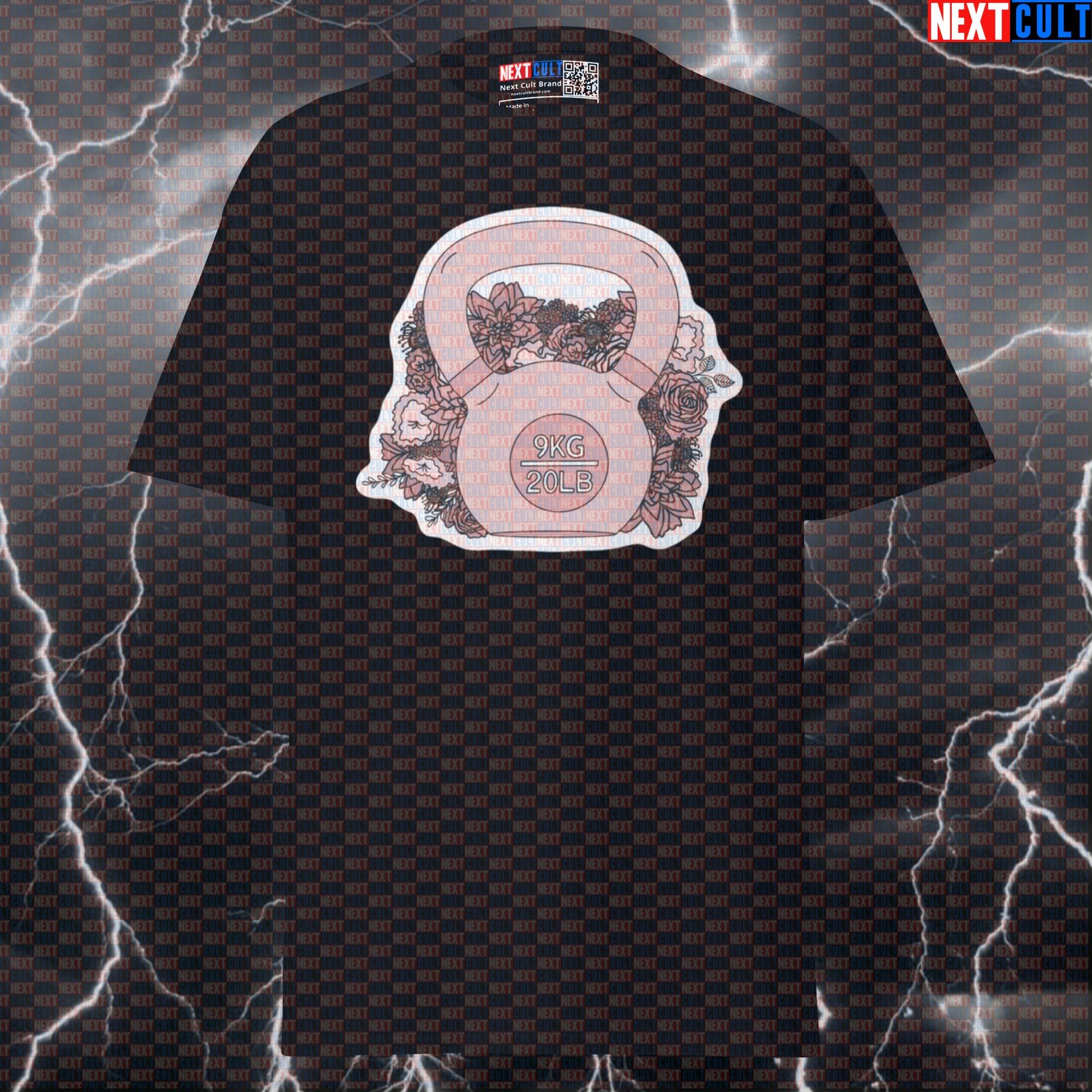 Pink Flower Kettlebell Funny Gym Shirt for Bodybuilding | Meme Pump Cover Tee T-shirts Fitness Gym Kettlebell Pump Cover Workout Next Cult Brand