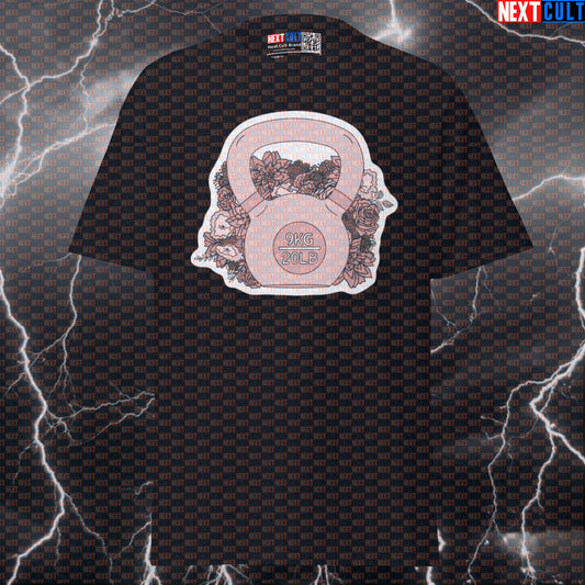 Pink Flower Kettlebell Funny Gym Shirt for Bodybuilding | Meme Pump Cover Tee T-shirts Fitness Gym Kettlebell Pump Cover Workout Next Cult Brand