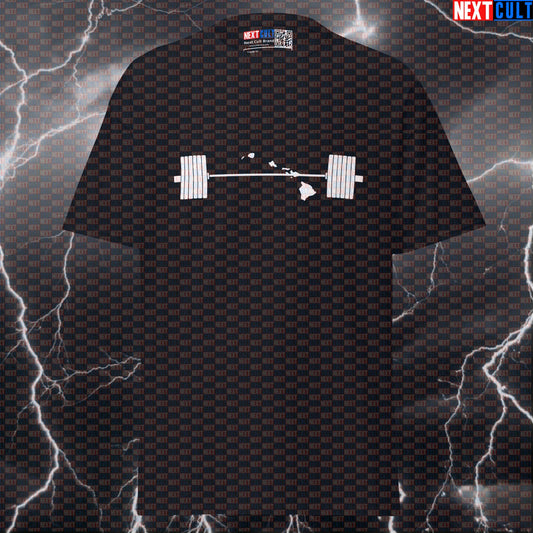 Hawaii State Map Powerlifting Tee | Funny Gym Meme Shirt & Pump Cover for Lifters T-shirts 4th of July Fitness Gym Powerlifting Pump Cover Workout Next Cult Brand