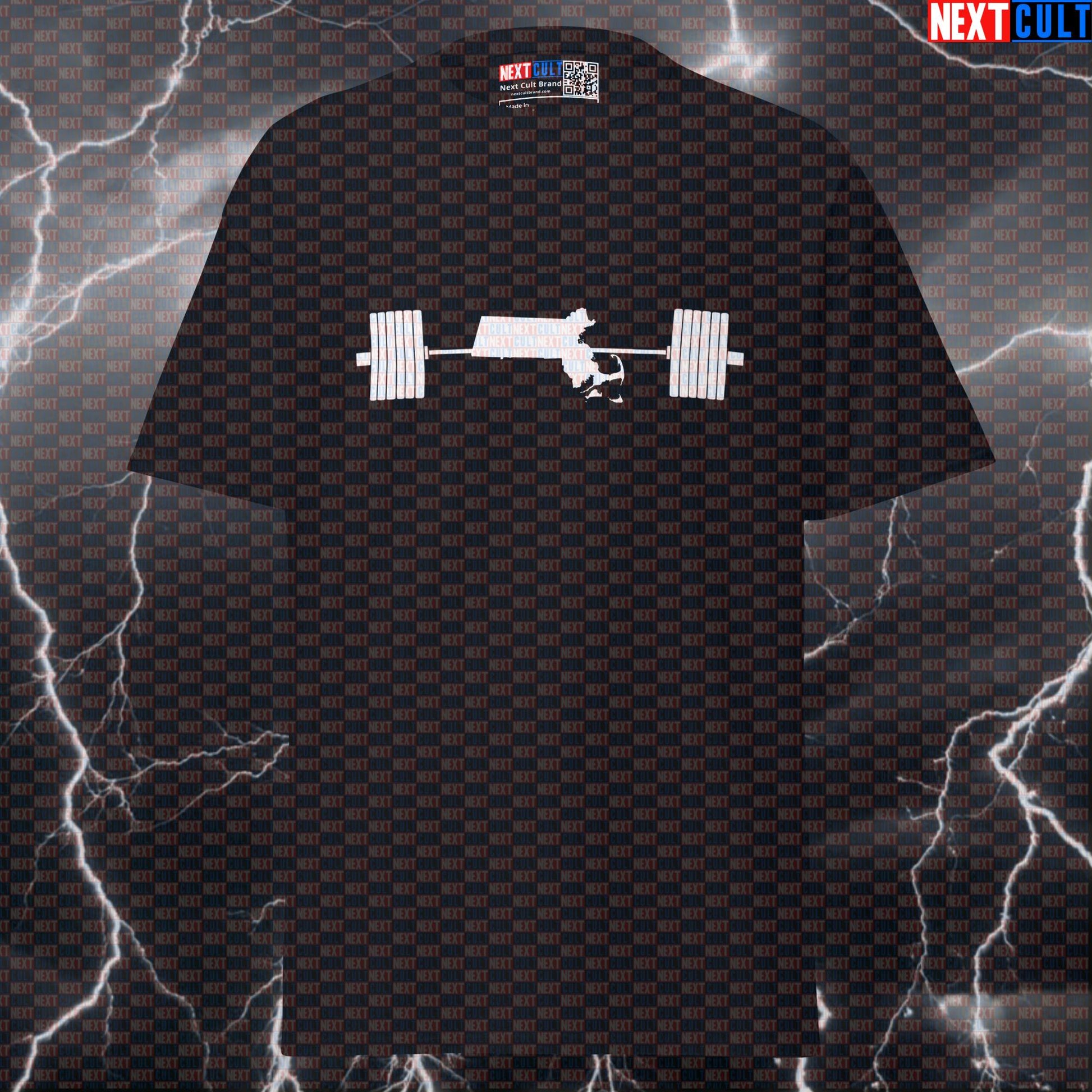 Massachusetts Powerlifting Map Tee: Funny Gym Meme Shirt & Essential Pump Cover T-shirts 4th of July Fitness Gym Powerlifting Pump Cover Workout Next Cult Brand