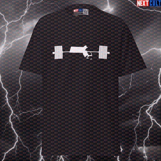 Massachusetts Powerlifting Map Tee: Funny Gym Meme Shirt & Essential Pump Cover T-shirts 4th of July Fitness Gym Powerlifting Pump Cover Workout Next Cult Brand