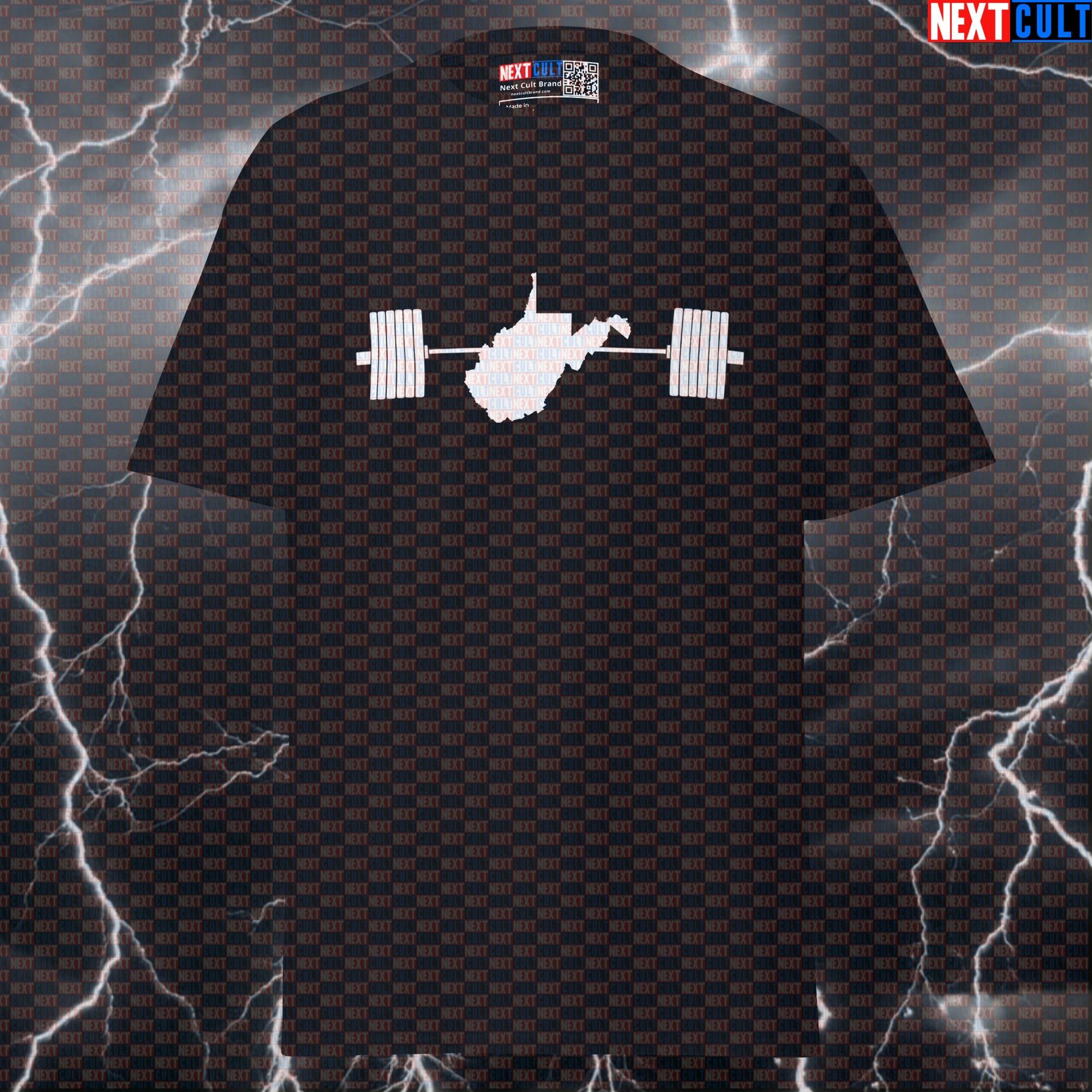 West Virginia State Map Powerlifting Tee - Funny Gym Meme Shirt for Lifters & Pump Cover T-shirts 4th of July Fitness Gym Powerlifting Pump Cover Workout Next Cult Brand