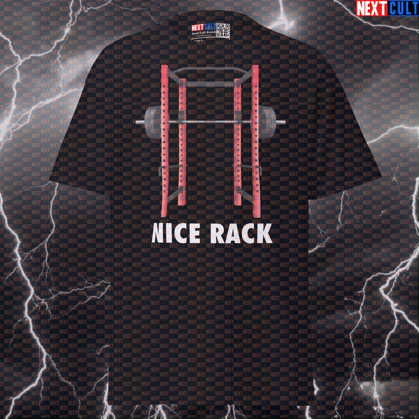 Nice Rack Gym Meme T-Shirt | Funny Power Rack Pump Cover Top for Lifters & Gymbros T-shirts Fitness Gym Home Gym Powerlifting Pump Cover Workout Next Cult Brand