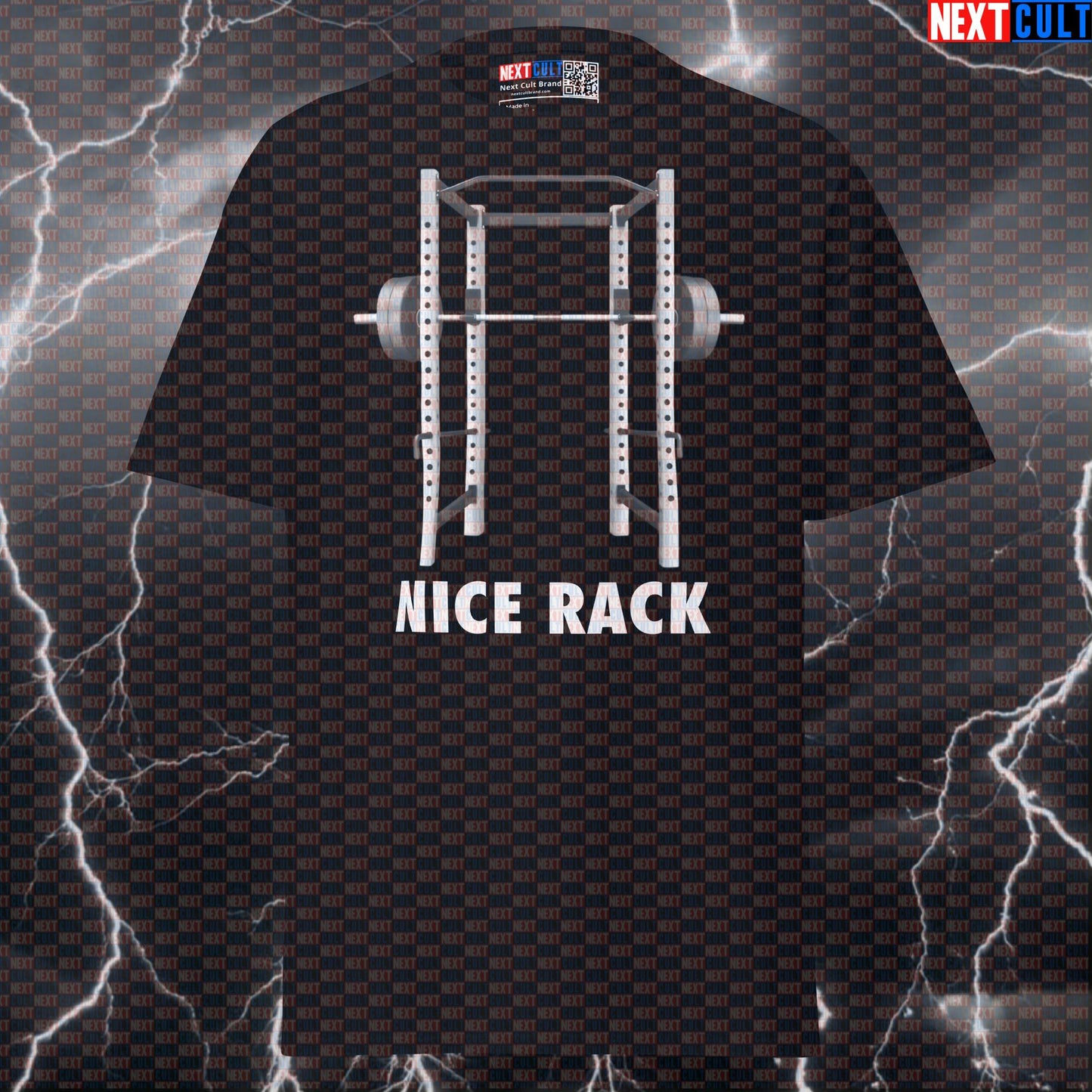 Nice Rack Funny Gym T-Shirt - Squat Rack Meme Tee for Lifters & Gymbros | Ultimate Pump Cover Top T-shirts Fitness Gym Home Gym Powerlifting Pump Cover Workout Next Cult Brand