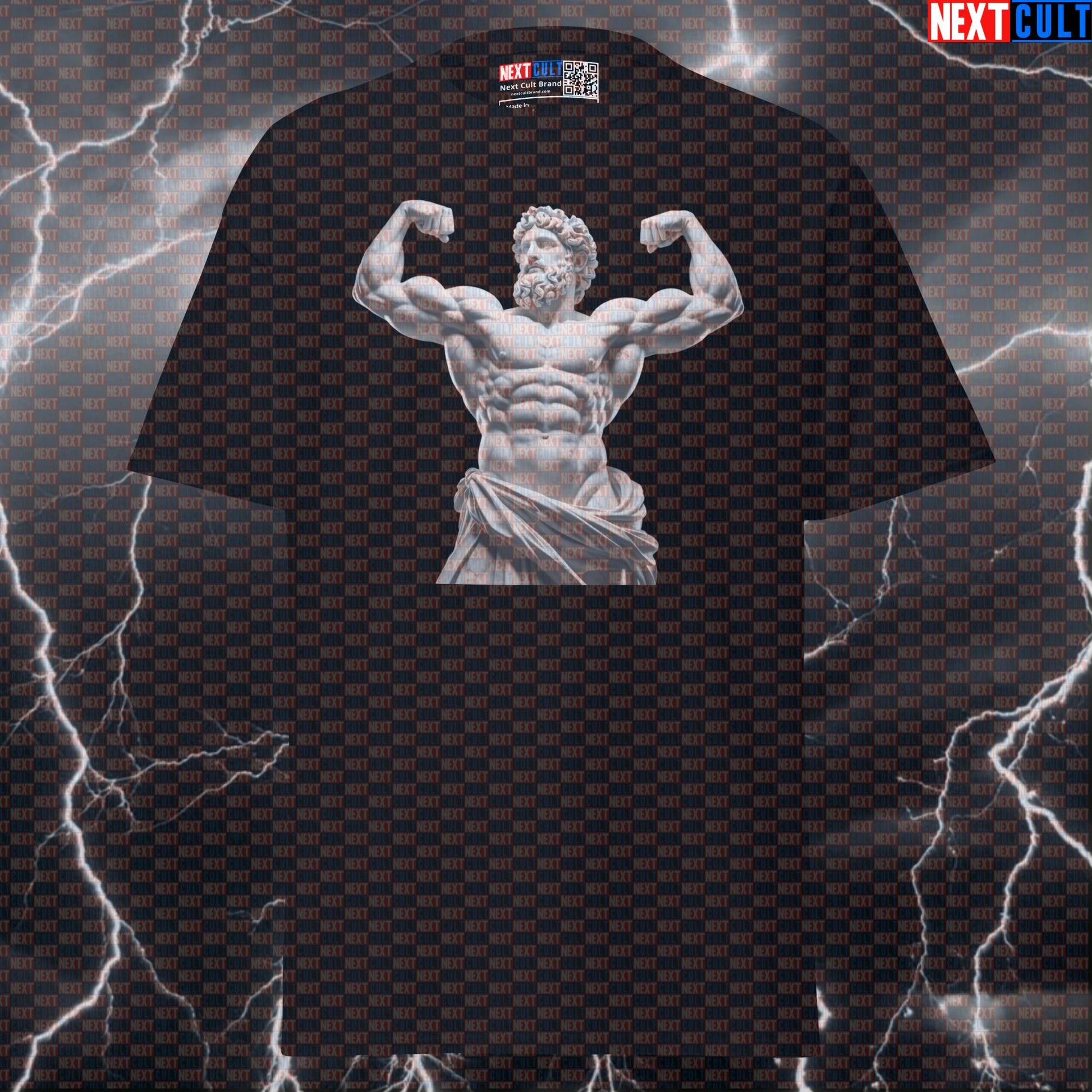 Double Biceps Pose Funny Gym Shirt | Greek God Marble Sculpture Bodybuilding Meme Tee for Lifters & Fitness Pump Cover T-shirts Ancient Greece Bodybuilding Fitness Gym Pump Cover Stoicism Workout Next Cult Brand