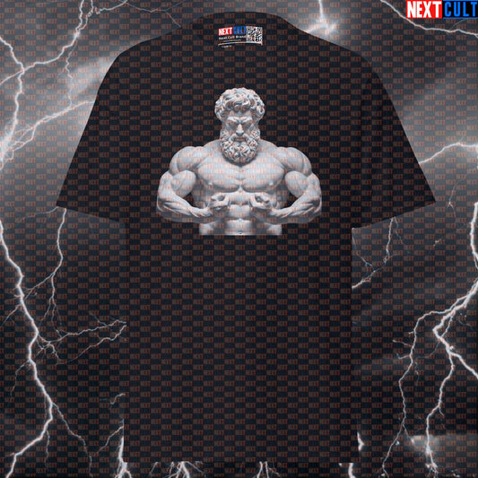 White Marble Greek God Statue Funny Gym T-Shirt - Bodybuilding Meme Tee & Ultimate Pump Cover Top T-shirts Ancient Greece Bodybuilding Fitness Gym Pump Cover Stoicism Workout Next Cult Brand