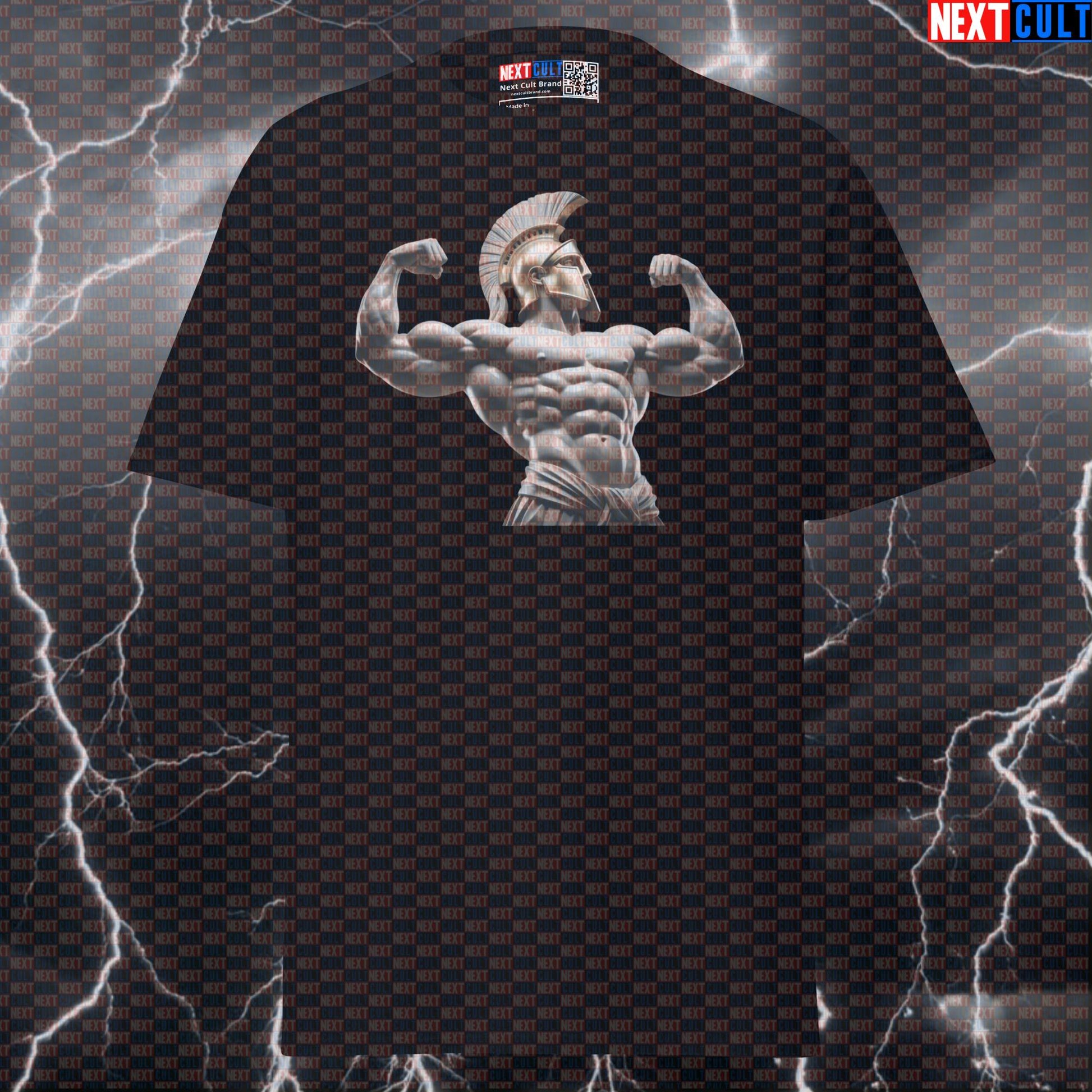 Spartan Warrior Bodybuilder White Marble Sculpture Funny Gym Meme Pump Cover Graphic Tee Shirt T-shirts Ancient Greece Fitness Gym Pump Cover Stoicism Workout Next Cult Brand