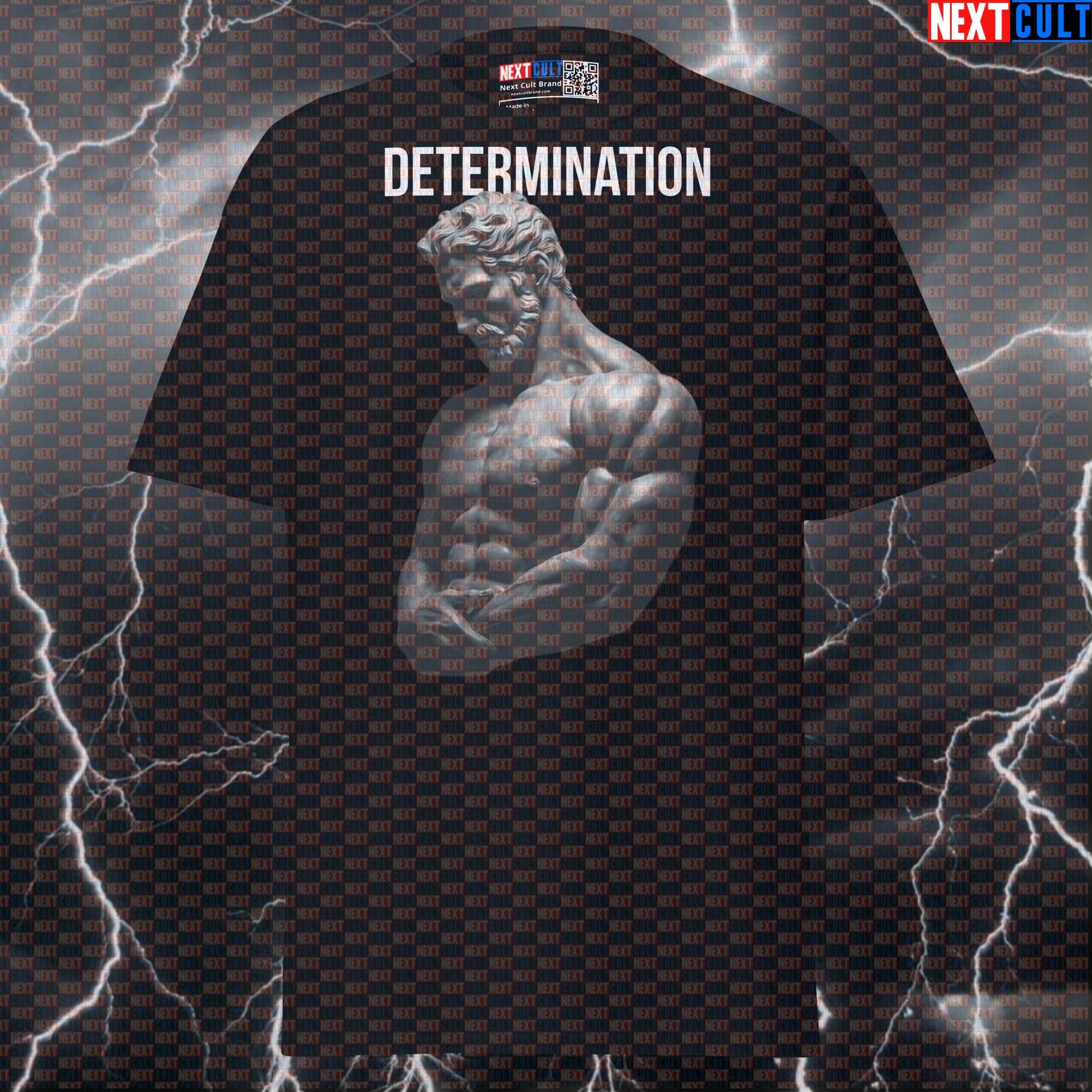 Determination Stoic Sigma T-Shirt - Funny Gym Meme Tee with Greek God Marble Sculpture Graphic for Lifters T-shirts Ancient Greece Fitness Gym Pump Cover Stoicism Workout Next Cult Brand