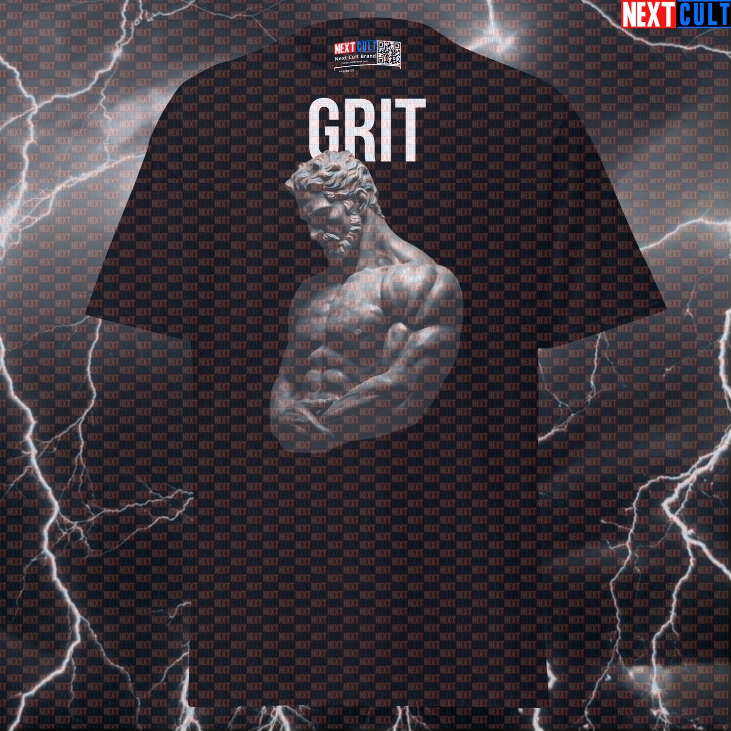 Grit & Gains Stoic Greek God Marble Sculpture Funny Gym T-Shirt & Pump Cover T-shirts Ancient Greece Fitness Gym Pump Cover Stoicism Workout Next Cult Brand