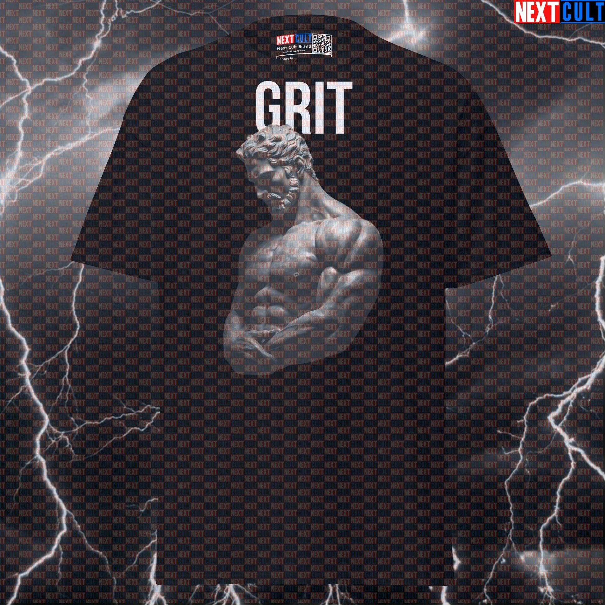 Grit & Gains Stoic Greek God Marble Sculpture Funny Gym T-Shirt & Pump Cover T-shirts Ancient Greece Fitness Gym Pump Cover Stoicism Workout Next Cult Brand