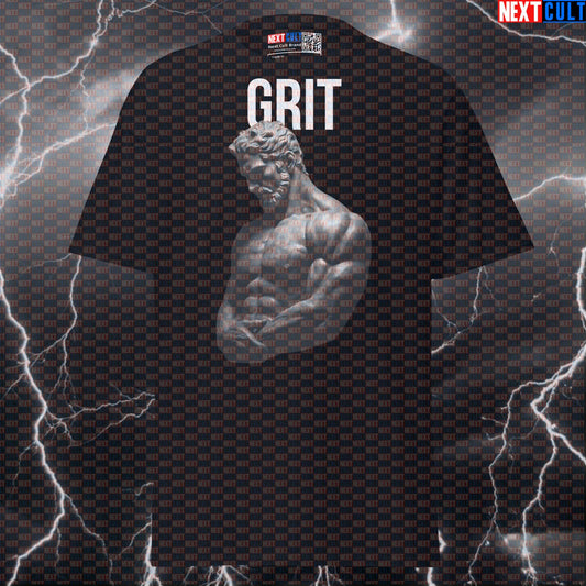Grit & Gains Stoic Greek God Marble Sculpture Funny Gym T-Shirt & Pump Cover T-shirts Ancient Greece Fitness Gym Pump Cover Stoicism Workout Next Cult Brand