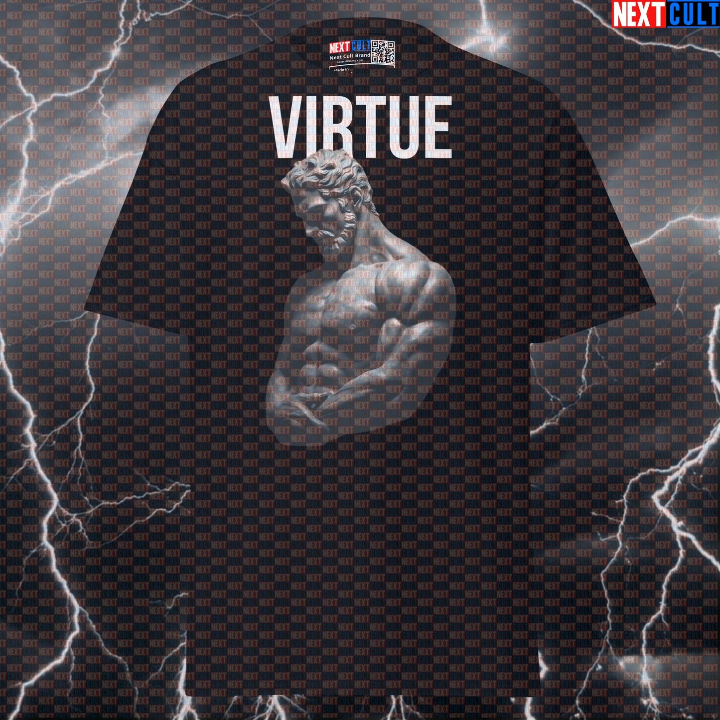 Virtue Stoic Sigma Bodybuilder Marble Sculpture Graphic Tee - Funny Gym Meme Pump Cover T-Shirt & Top T-shirts Ancient Greece Fitness Gym Pump Cover Stoicism Workout Next Cult Brand