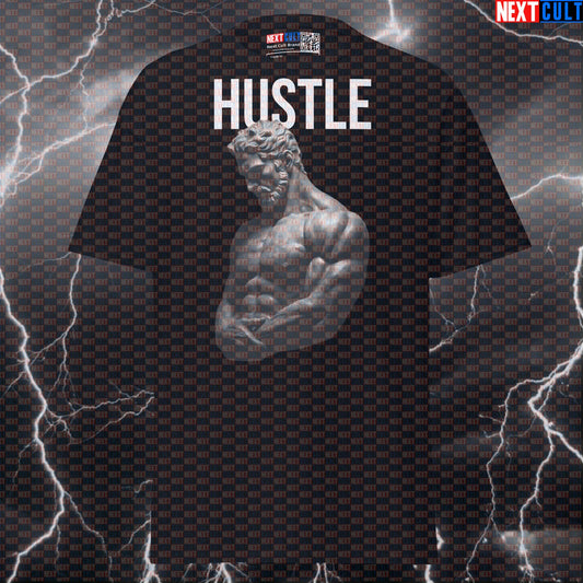 Hustle Stoic Sigma Tee: Funny Gym Meme Shirt for Bodybuilders & Lifters - Greek God Marble Sculpture Pump Cover T-shirts Ancient Greece Fitness Gym Pump Cover Stoicism Workout Next Cult Brand