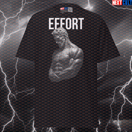 Effort Defined: Stoic Sigma Greek God Marble Sculpture Funny Gym Meme Pump Cover T-Shirt T-shirts Ancient Greece Fitness Gym Pump Cover Stoicism Workout Next Cult Brand