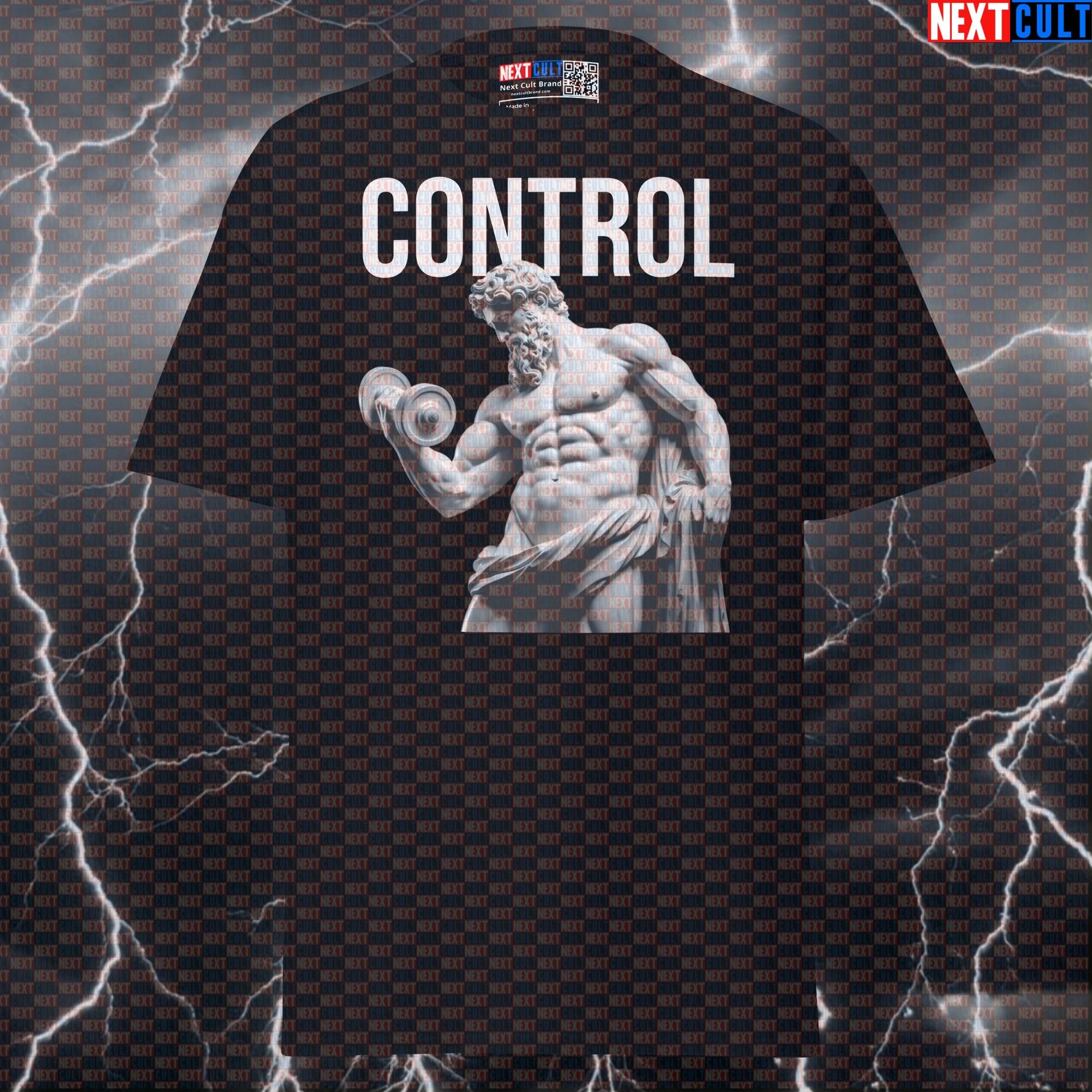 Control Your Gains Stoic Greek God Marble Sculpture Graphic Tee Funny Gym Pump Cover T-Shirt T-shirts Ancient Greece Bodybuilding Fitness Gym Pump Cover Stoicism Workout Next Cult Brand