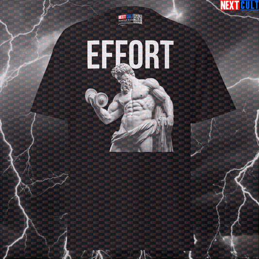 Effort Is The Only Way: Funny Stoic Gym Meme Bodybuilding Marble Sculpture Graphic Tee Shirt T-shirts Ancient Greece Bodybuilding Fitness Gym Pump Cover Stoicism Workout Next Cult Brand