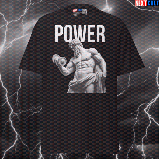 Power Stoic Bodybuilder Greek God Marble Sculpture Graphic Tee Funny Gym Meme Pump Cover T-Shirt T-shirts Ancient Greece Bodybuilding Fitness Gym Pump Cover Stoicism Workout Next Cult Brand