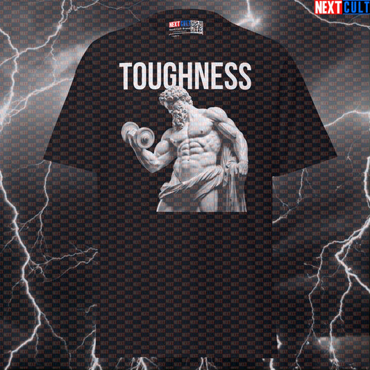 Toughness Personified: Stoic Greek God Marble Sculpture Funny Gym Meme Pump Cover Graphic Tee T-shirts Ancient Greece Bodybuilding Fitness Gym Pump Cover Stoicism Workout Next Cult Brand