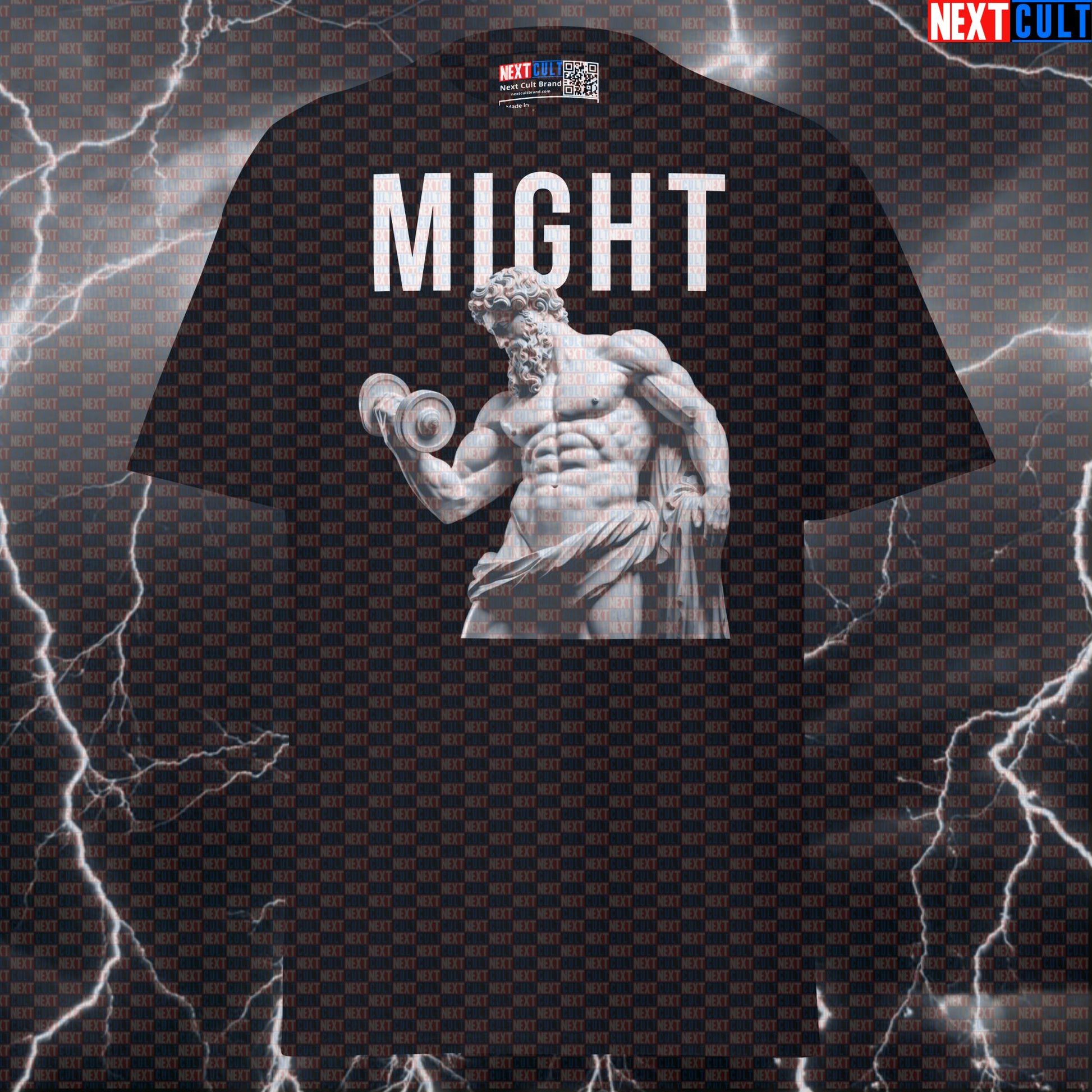 Might of the Stoic Lifter: Funny Gym Meme Tee for Bodybuilders & Sigma Pump Covers T-shirts Ancient Greece Bodybuilding Fitness Gym Pump Cover Stoicism Workout Next Cult Brand