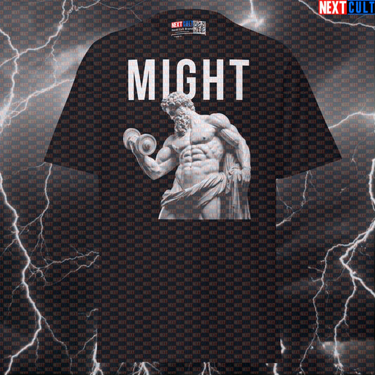 Might of the Stoic Lifter: Funny Gym Meme Tee for Bodybuilders & Sigma Pump Covers T-shirts Ancient Greece Bodybuilding Fitness Gym Pump Cover Stoicism Workout Next Cult Brand