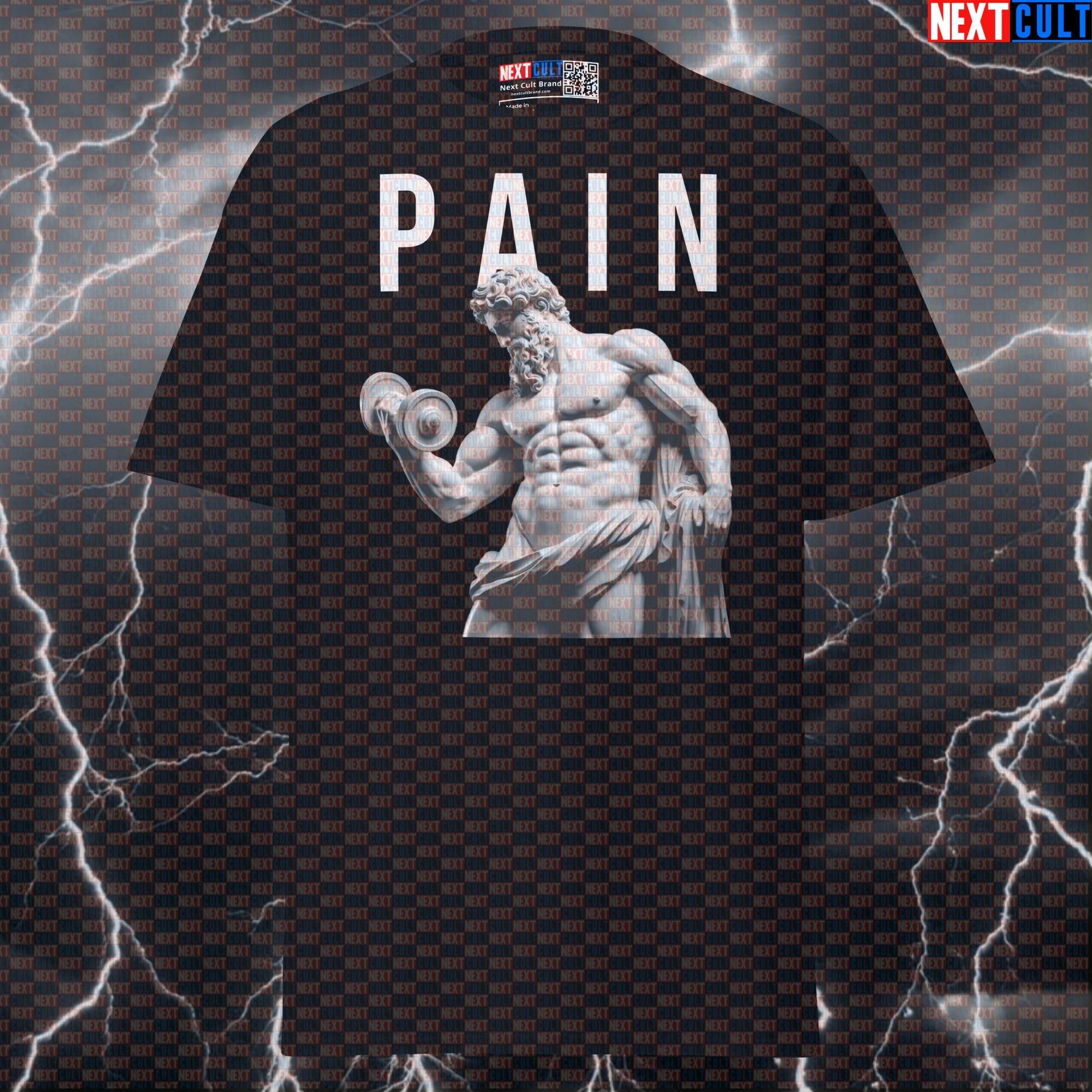 Pain is Gain Stoic Greek God Marble Sculpture Funny Gym T-Shirt & Pump Cover Tee T-shirts Ancient Greece Bodybuilding Fitness Gym Pump Cover Stoicism Workout Next Cult Brand