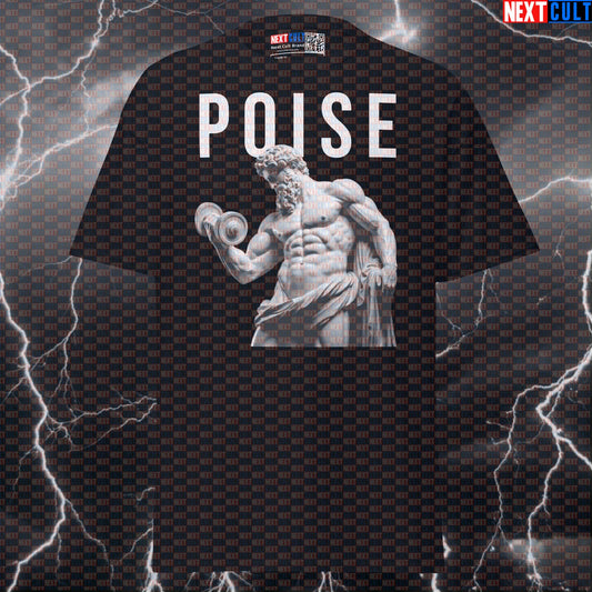 Poise of the Stoic Lifter: Sigma Bodybuilder Greek God Marble Sculpture Graphic Tee Pump Cover T-shirts Ancient Greece Bodybuilding Fitness Gym Pump Cover Stoicism Workout Next Cult Brand