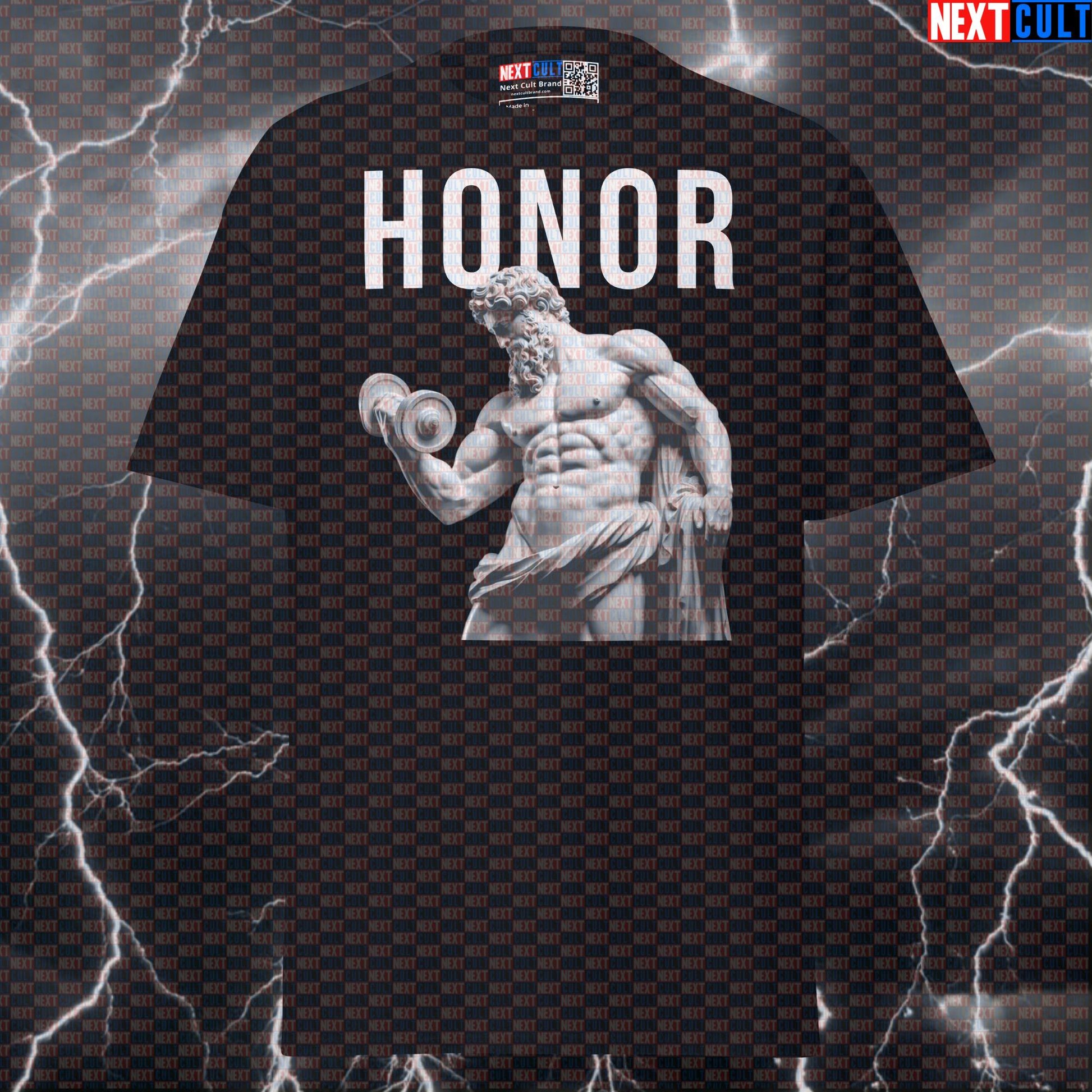Honor the Gains Stoic Greek God Marble Sculpture Funny Gym Meme Pump Cover T-Shirt T-shirts Ancient Greece Bodybuilding Fitness Gym Pump Cover Stoicism Workout Next Cult Brand