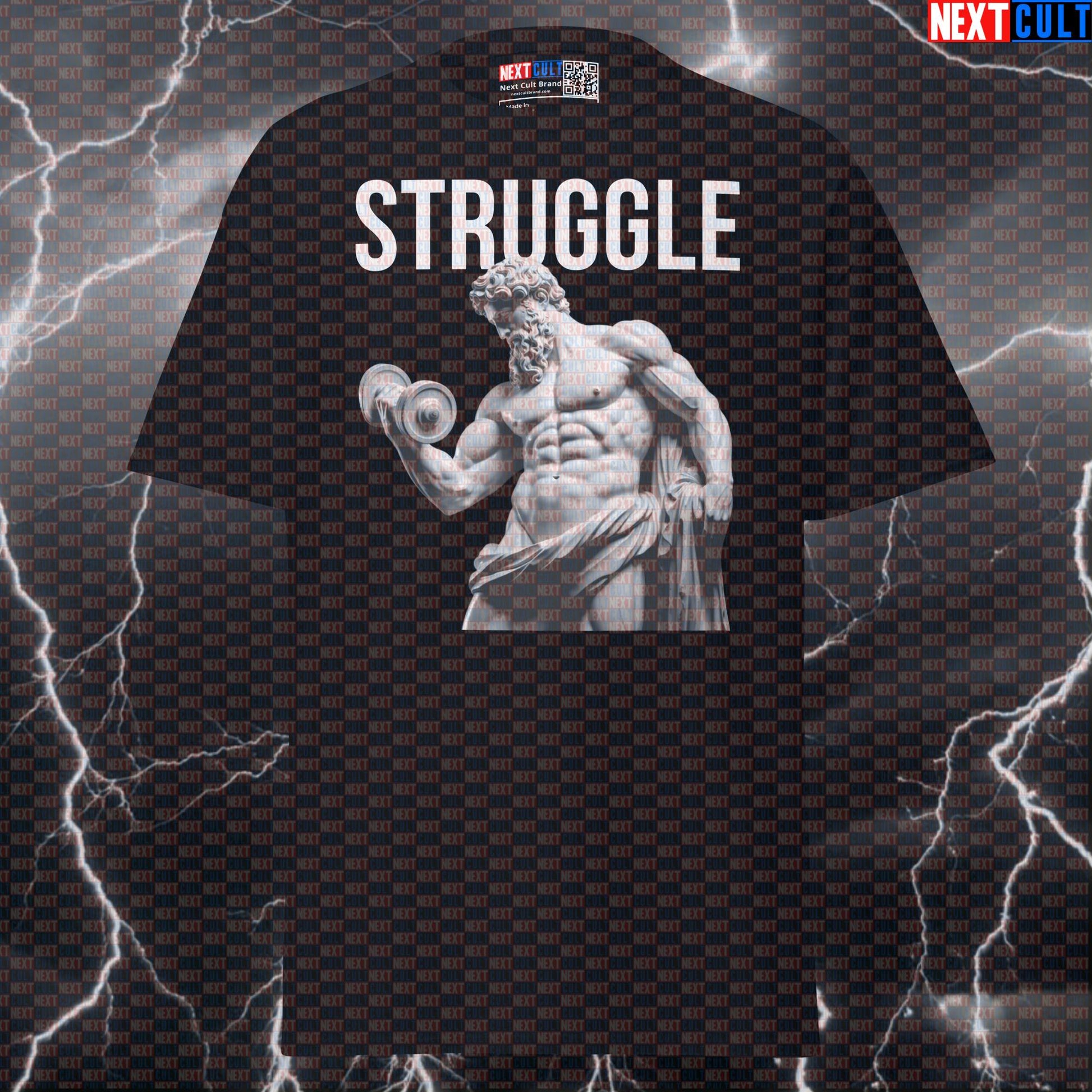 Struggle Gains Stoic Sigma T-Shirt: Funny Gym Meme Tee for Lifters & Bodybuilding Pump Cover T-shirts Ancient Greece Bodybuilding Fitness Gym Pump Cover Stoicism Workout Next Cult Brand