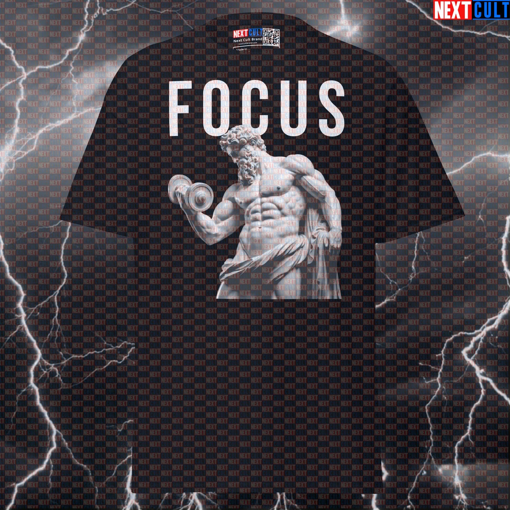 Focus Stoic Bodybuilder Greek God Marble Sculpture Graphic Tee Pump Cover T-Shirt T-shirts Ancient Greece Bodybuilding Fitness Gym Pump Cover Stoicism Workout Next Cult Brand