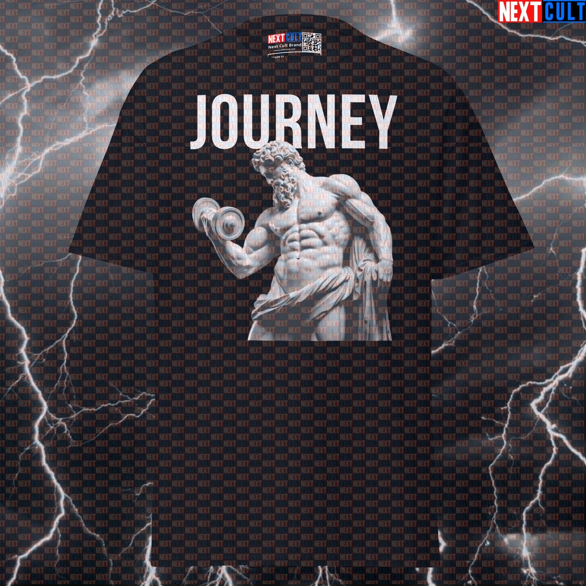 Journey of the Stoic Lifter T-Shirt: Funny Sigma Bodybuilder Marble Sculpture Pump Cover T-shirts Ancient Greece Bodybuilding Fitness Gym Pump Cover Stoicism Workout Next Cult Brand